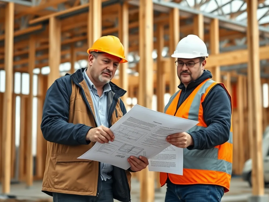 Reviewing blueprints for code-compliant spray foam insulation on a new construction project